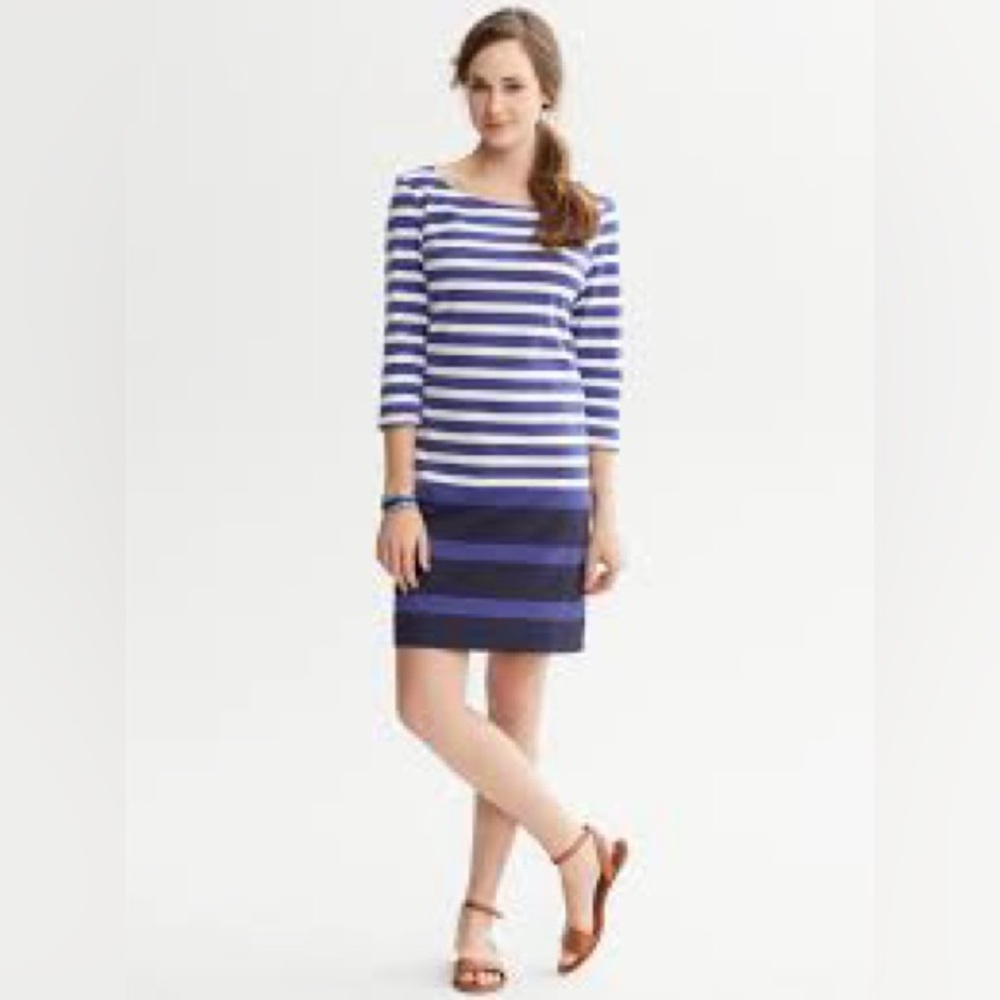 Banana Republic Blue Striped Dress - Size Small